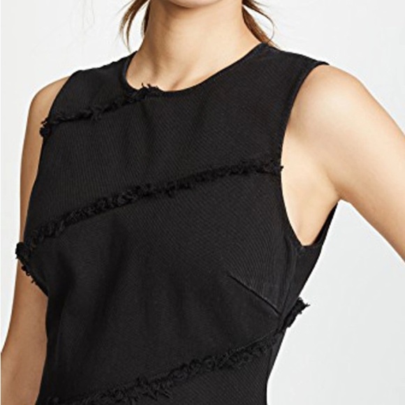 Alexander Wang black denim mini dress with frayed detail - size 8 (Medium) - Picture 2 of 7